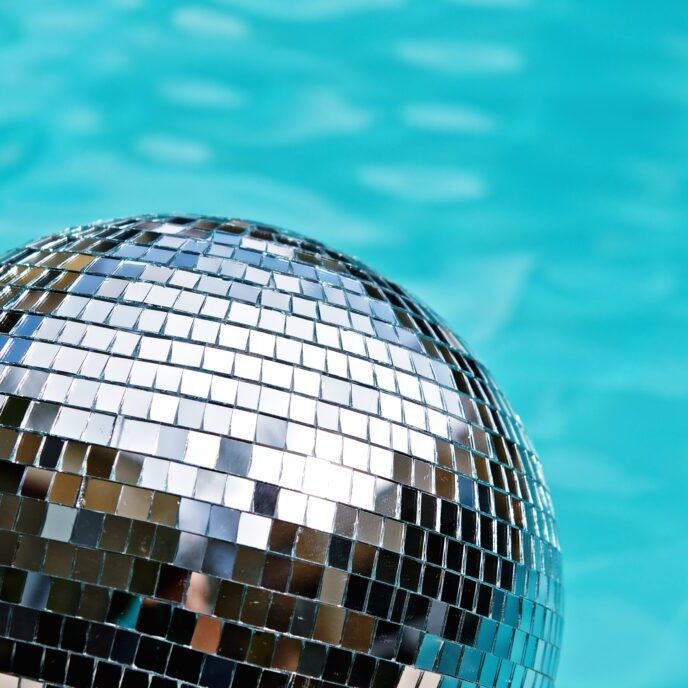 Disco,Ball,Beside,Blue,Swimming,Pool,Water